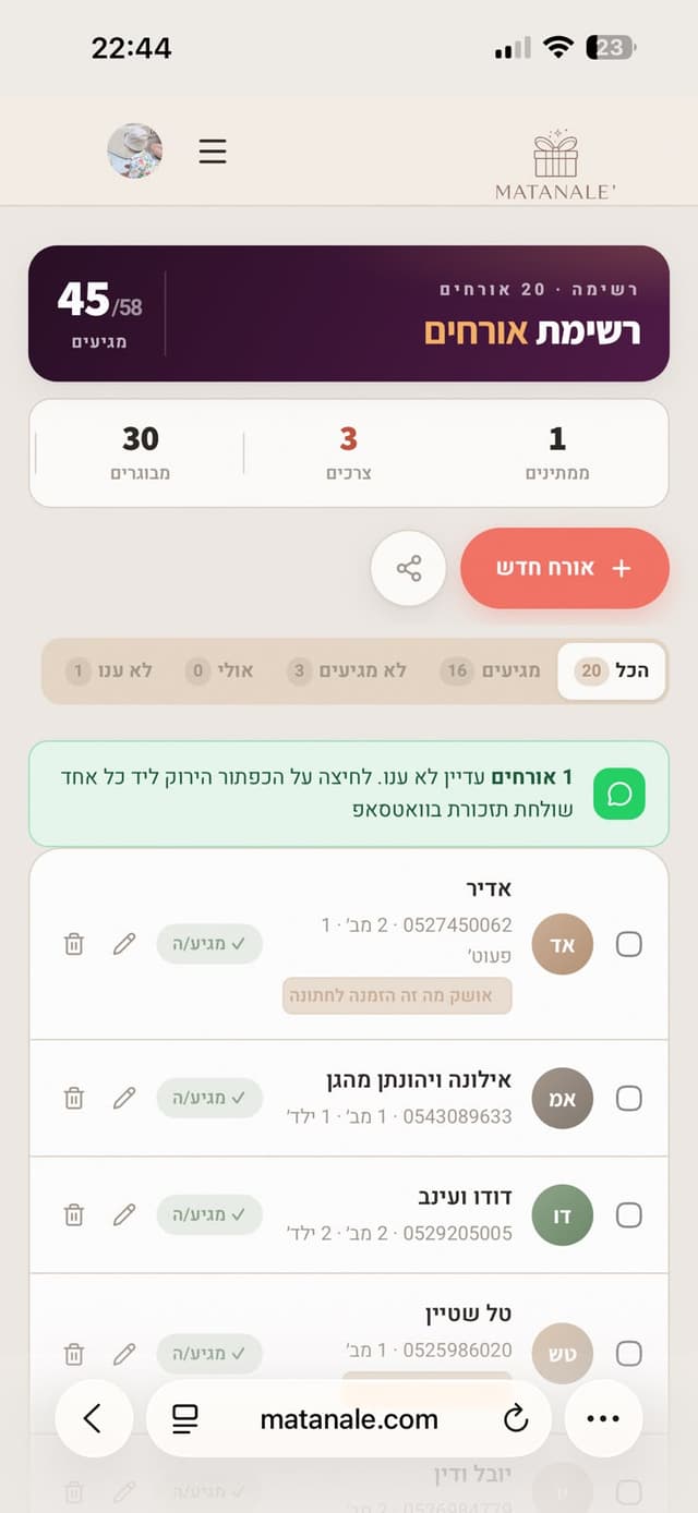 ניהול אורחים